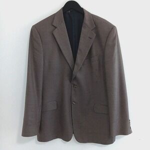 Joseph Abboud Nordstrom Blazer Mens 44R Check‎ Silk Wool Sport Coat Blue Brown